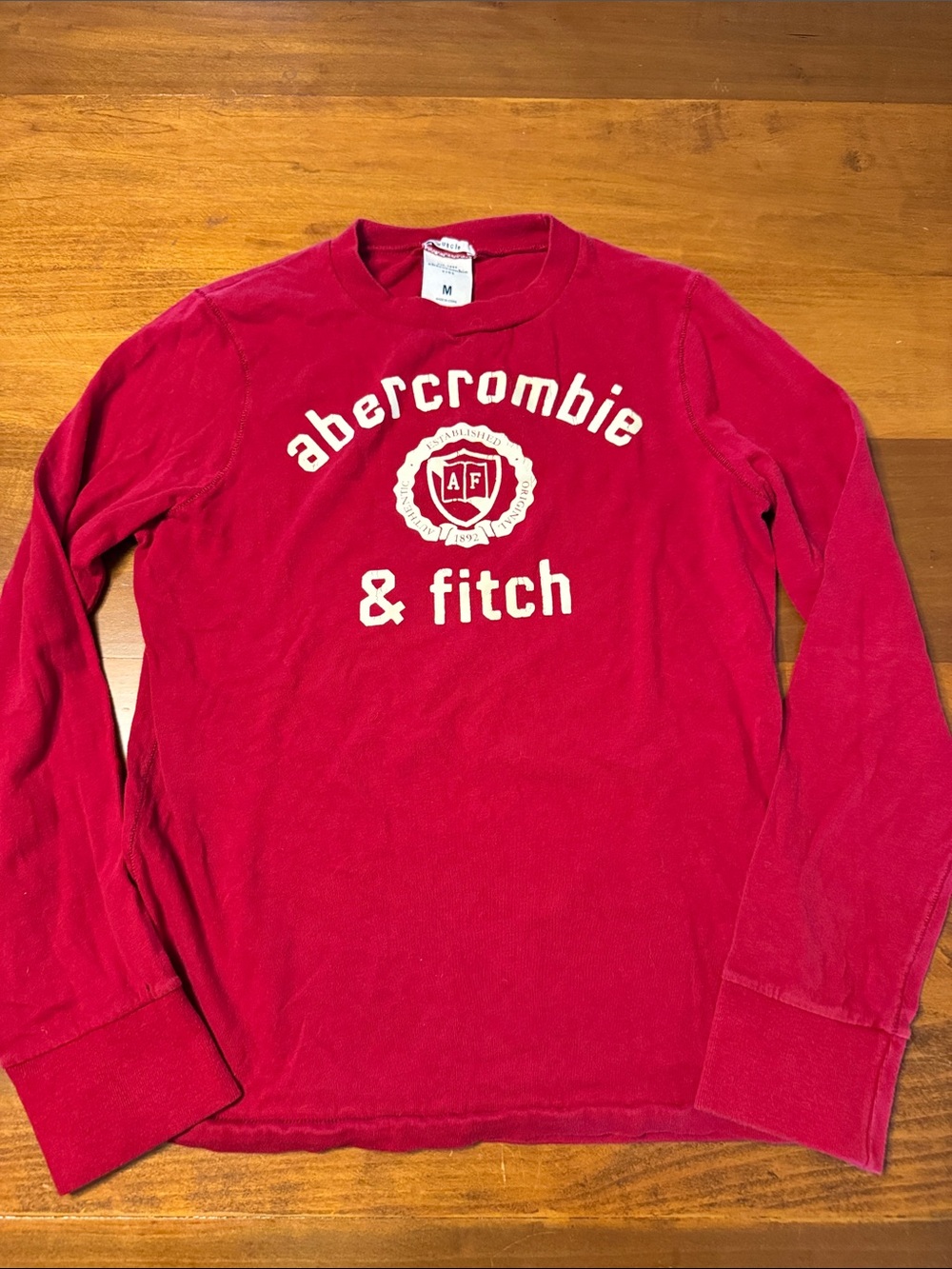 Abercrombie & Fitch Red Long-Sleeve Logo Top
